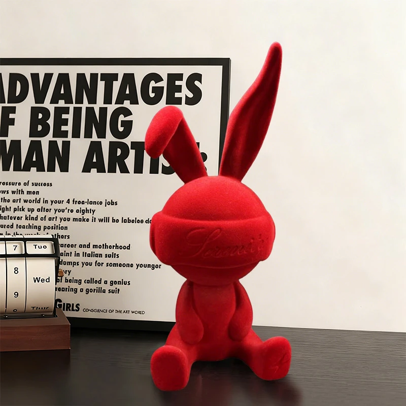 兔子坐姿摆件创意公仔客厅桌面入户玄关电视柜软装饰品装饰