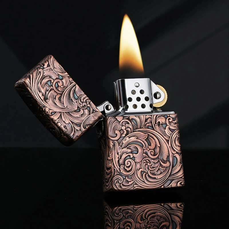 ZORRO佐罗外铰链浮雕五面唐草煤油防风打火机男女生日礼物礼品