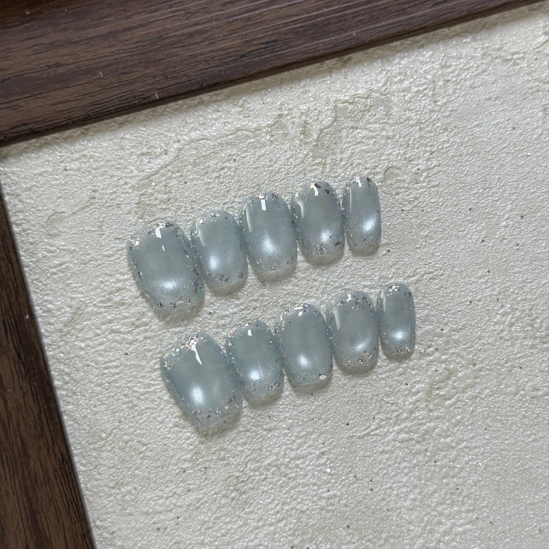 蓝色极光 | 蓝色猫眼短甲日常轻奢手工穿戴甲