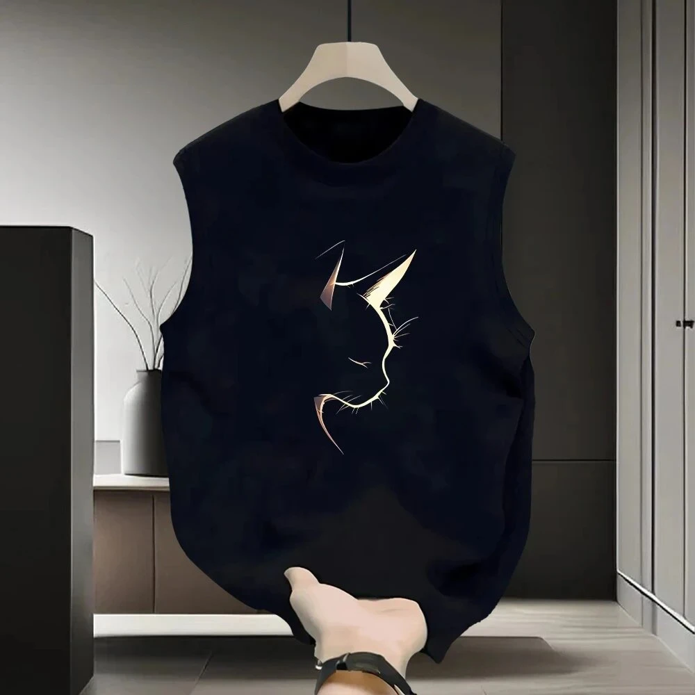 仓石一树夏季新款休闲宽松运动男士高级设计感圆领百搭无袖背心潮