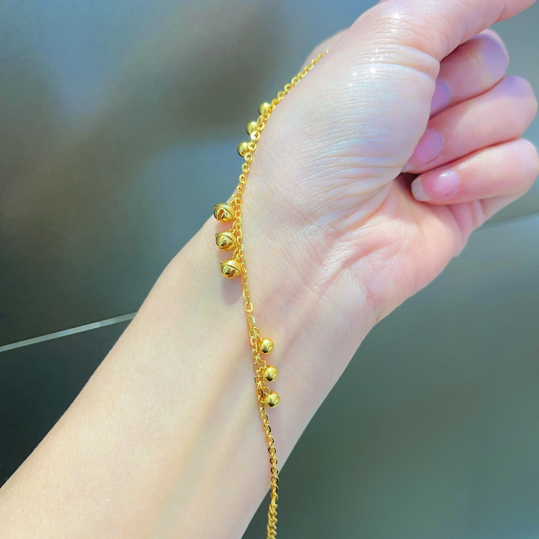 足金999一步一响铃铛5G黄金手链精致百搭黄金手链B026