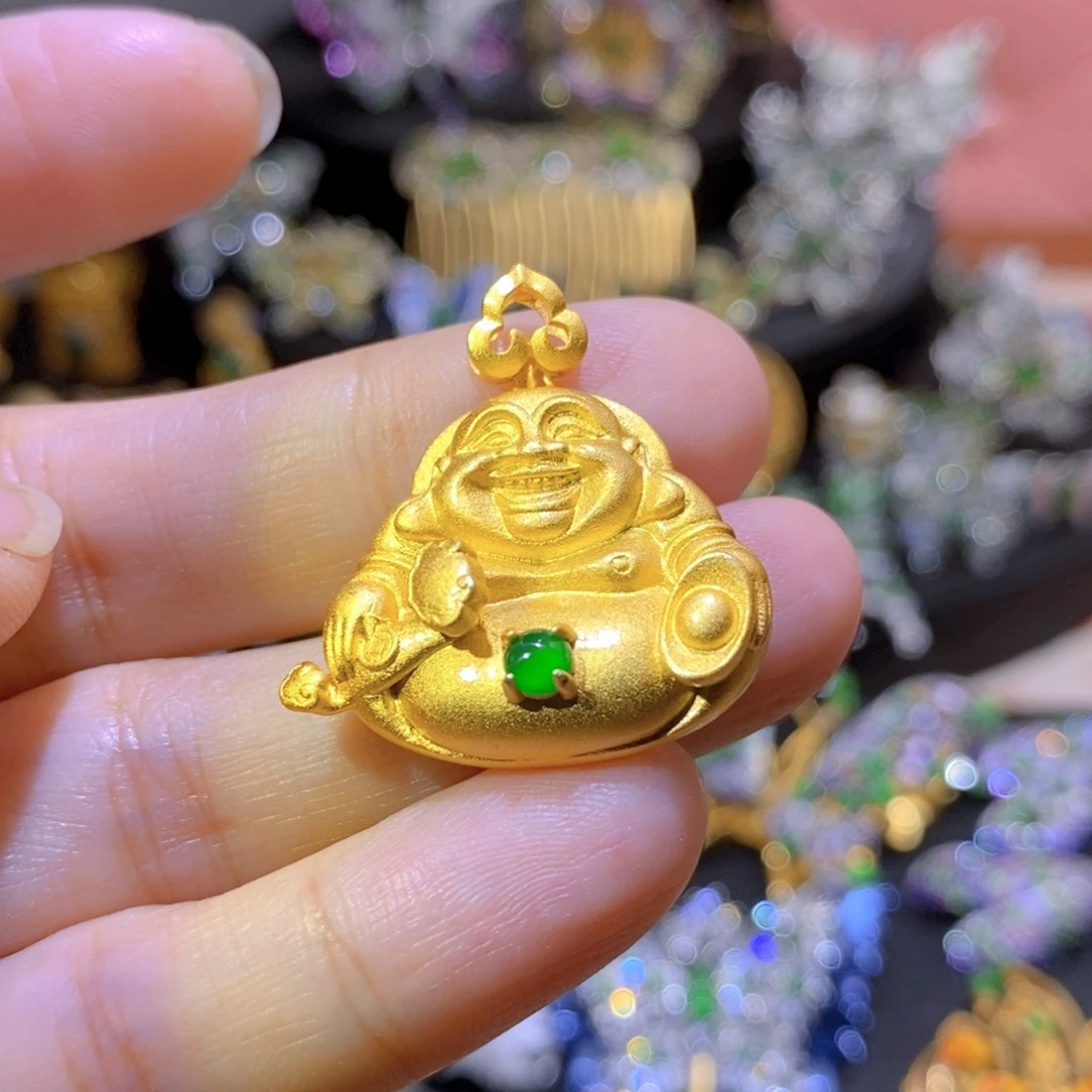 吊坠(不含链)银S925镶嵌翡翠