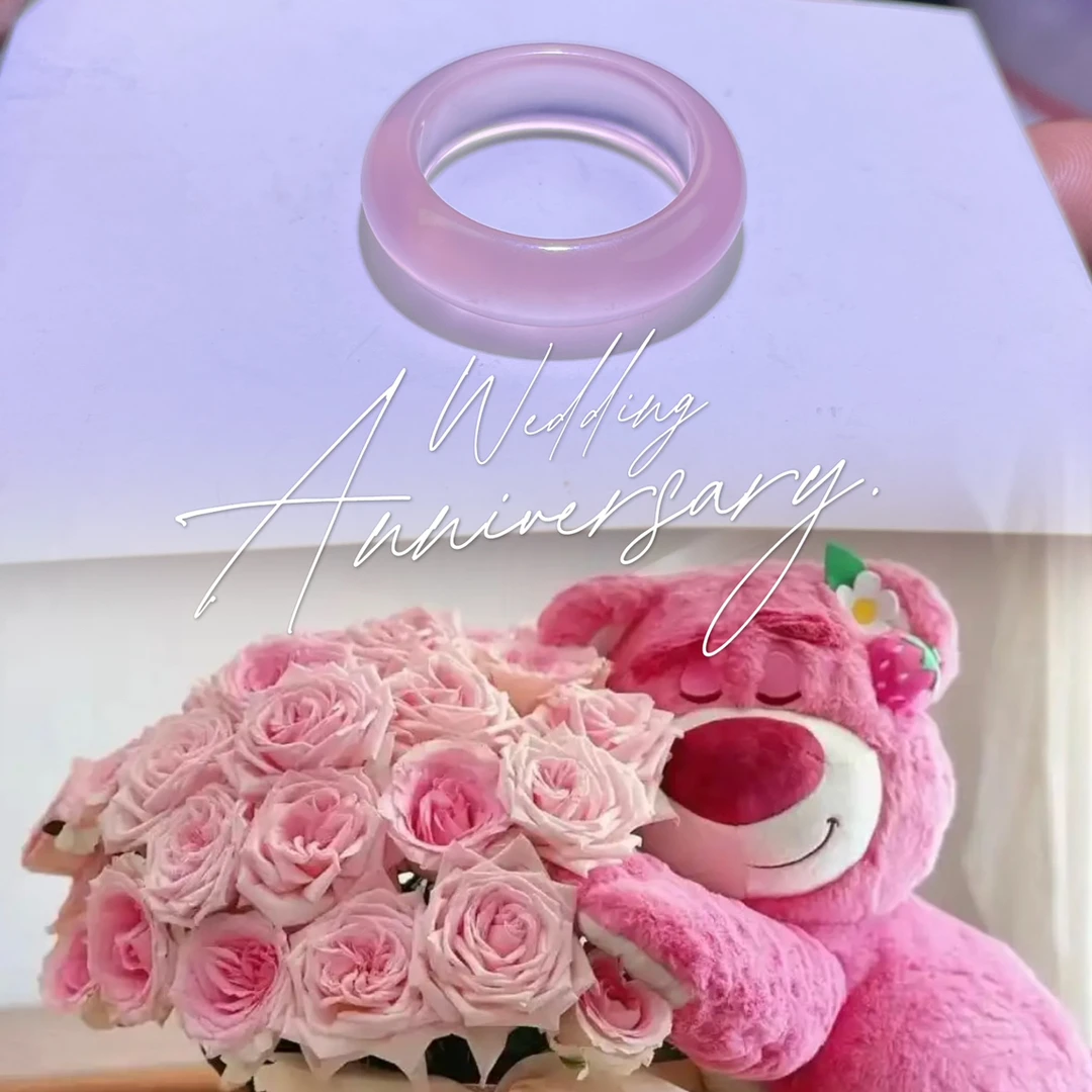 港码19圈口冰透粉粉玛瑙戒圈福利