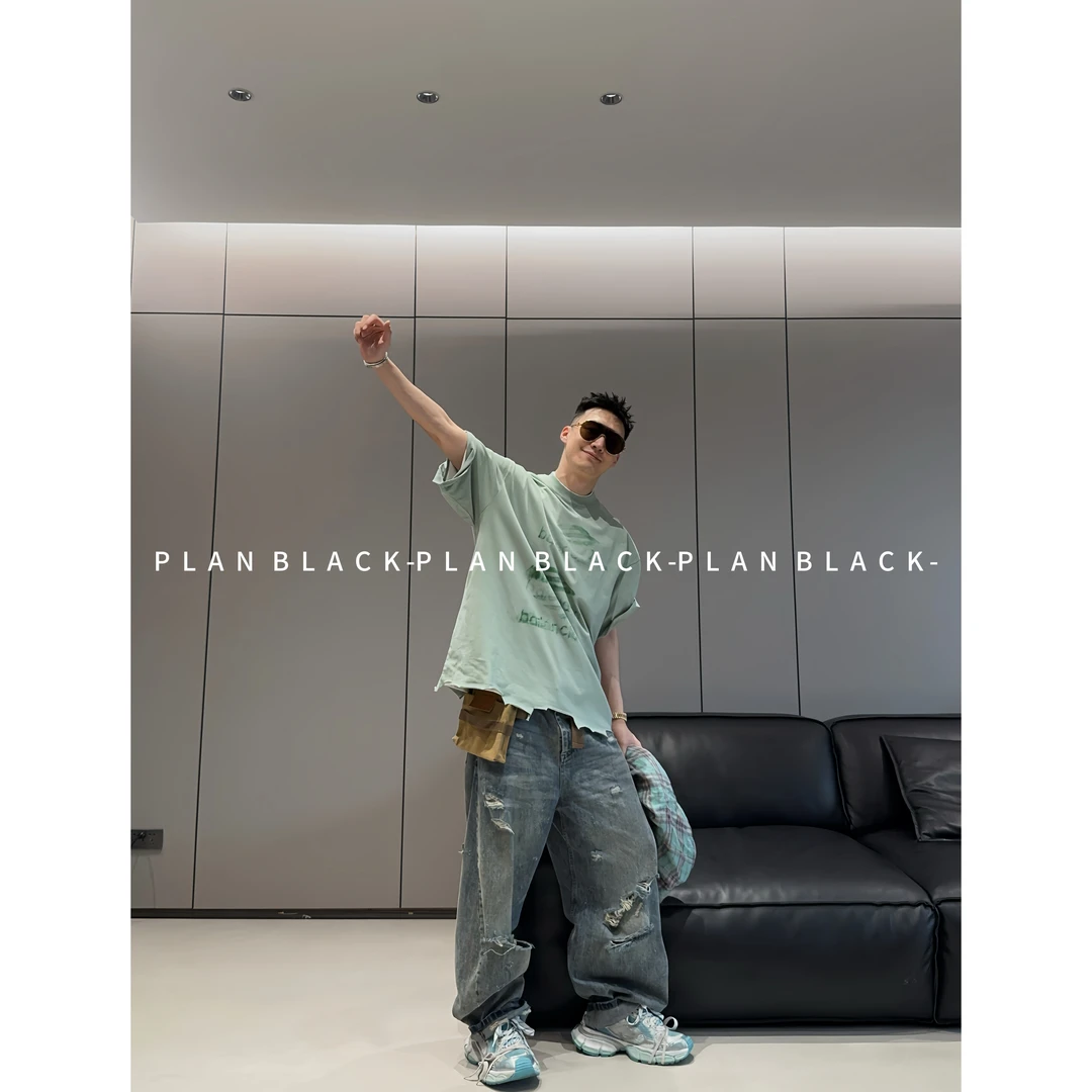 RICH陈发财【野火帮】重影系列新品！做旧设计印花男女T恤6694/6763