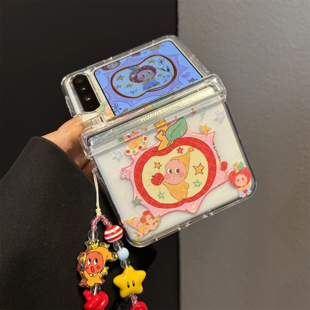 适用华为puraX折叠屏手机壳星星苹果头套pocket2帽子中轴保护链条