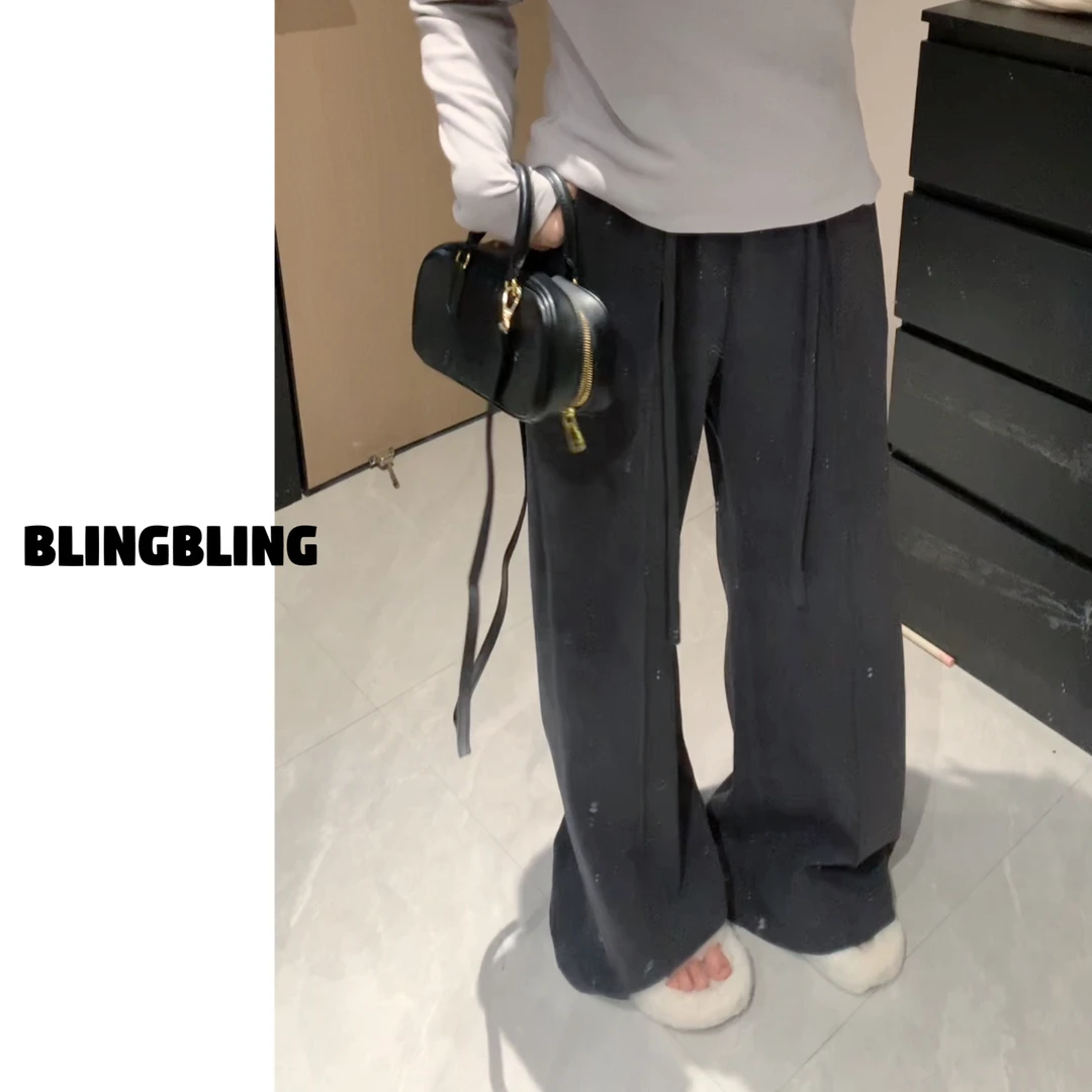 唐不灵微胖《童话镇》冬日时髦懒人穿搭过冬神裤休闲显瘦高腰阔腿裤