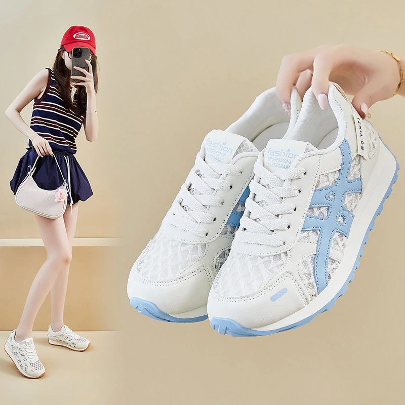 运动鞋女夏2025年夏季新款网面透气轻便跑步女鞋休闲百搭网小白鞋