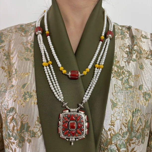 吊坠925银 【松秀饰品】925银藏式吊坠 珊珊珍珍链子 复古色 叠贷款