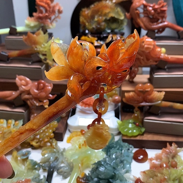 阿***.蛇纹石玉未镶嵌发饰