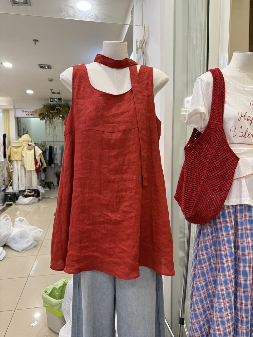 法式红色超好看休闲简约背心2025年夏季小个子高端百搭时尚上衣女