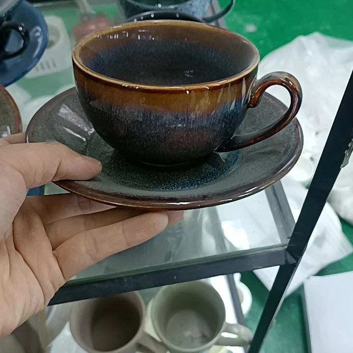 陶瓷窑变咖啡杯碟1套