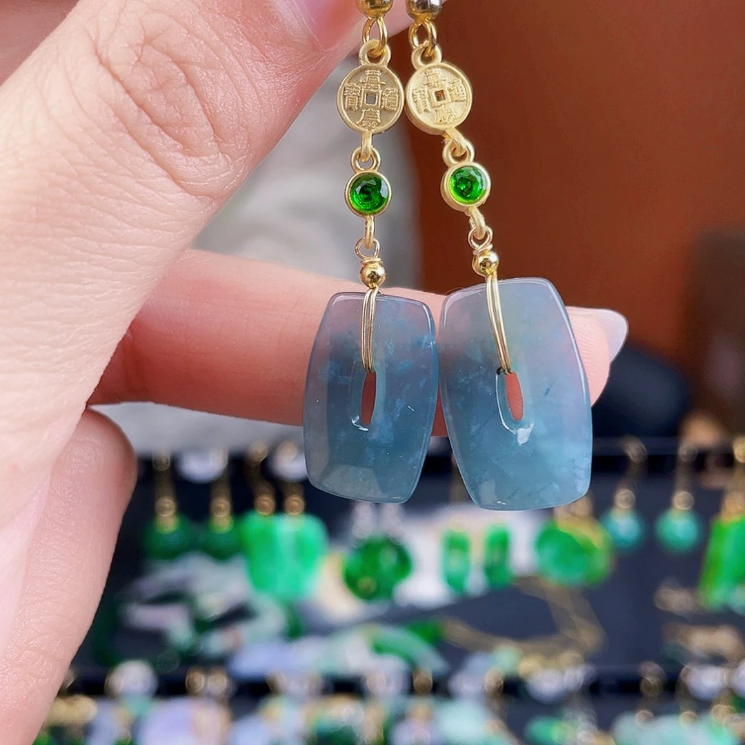 翡翠未镶嵌耳饰饰品