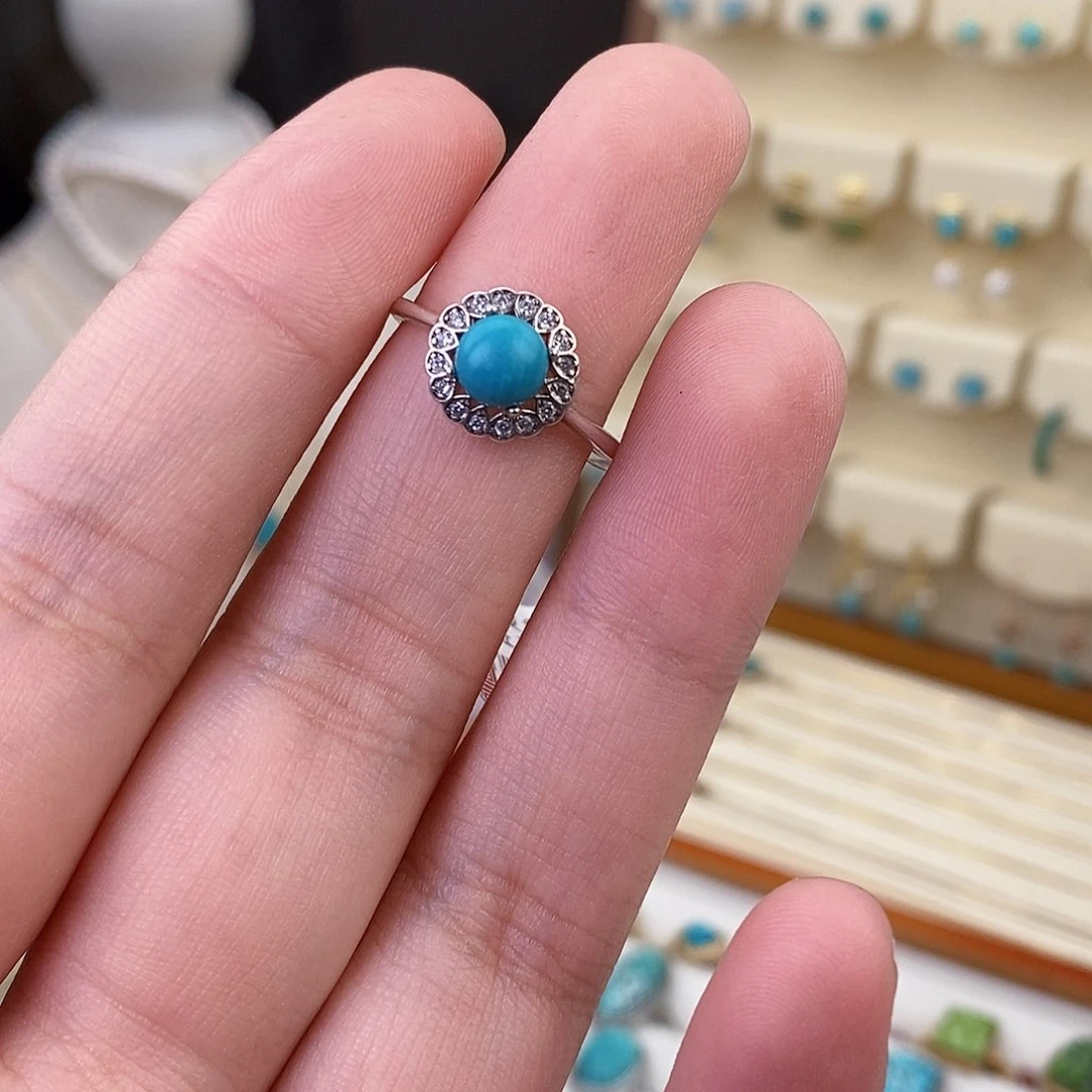 绿松石戒指银S925镶嵌