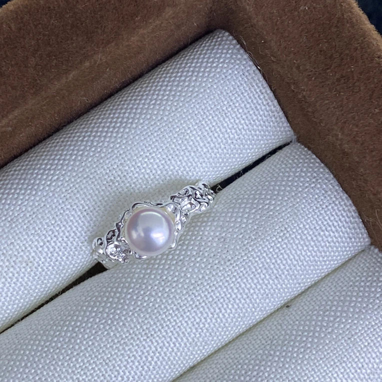 J099  白月光｜淡水无核珍珠戒指气质开口戒指