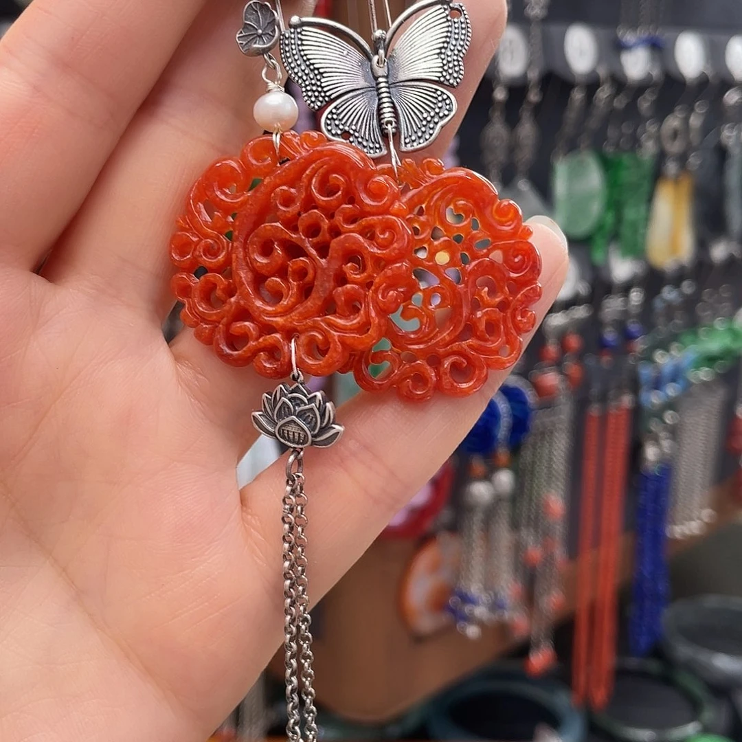 翡翠耳饰银S925镶嵌@**?669gjjhhjk