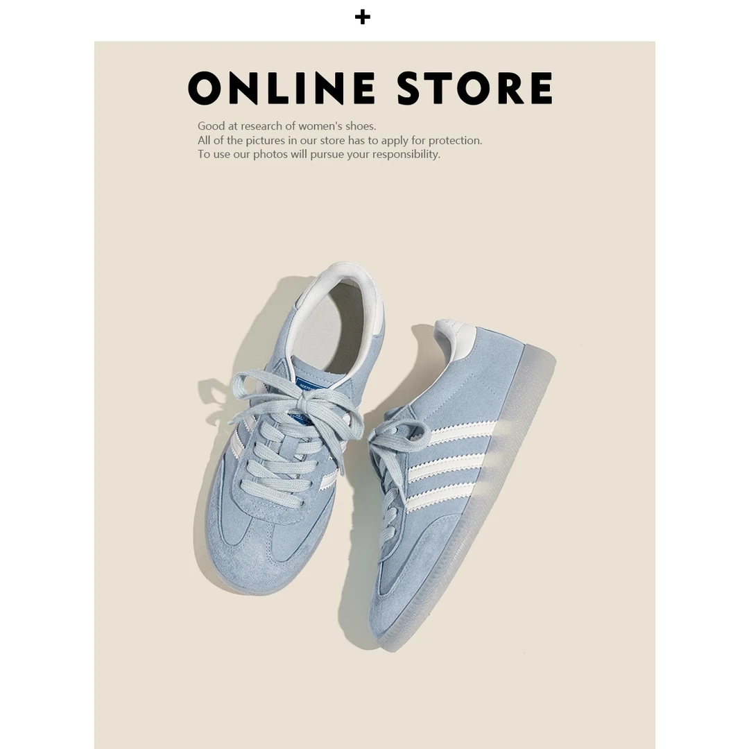 巨好看！马卡龙天蓝色德训鞋女2025新款春季平底阿甘休闲运动板鞋