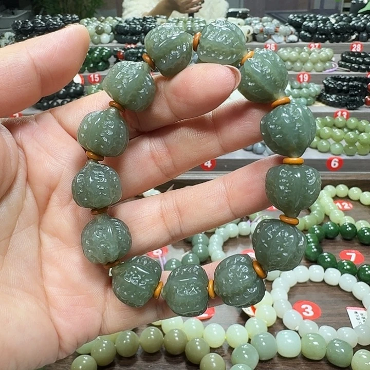 未镶嵌手链和田玉新疆且末蓝核桃卡16