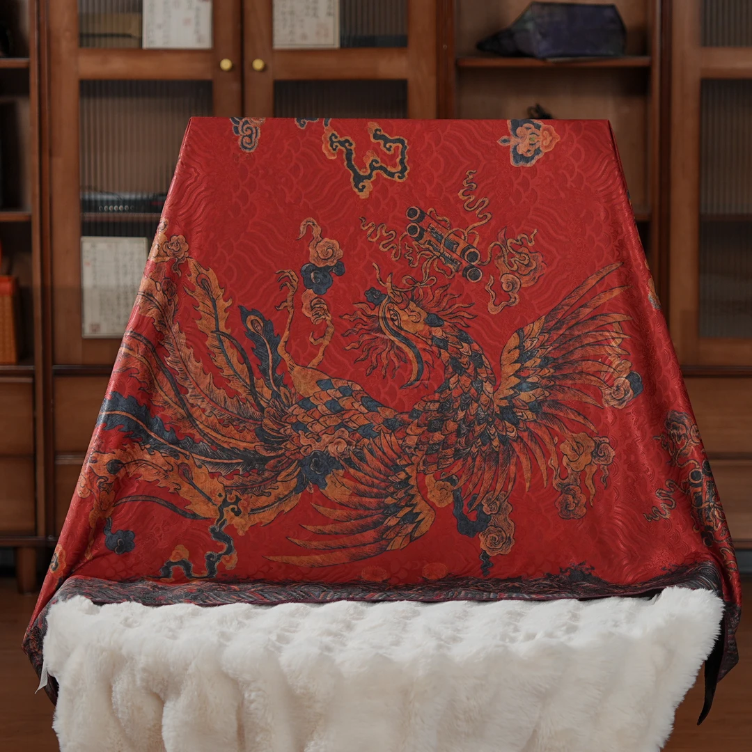 【A82-143双凤报喜】140*140丝巾女士时尚百搭双面轻奢中国风