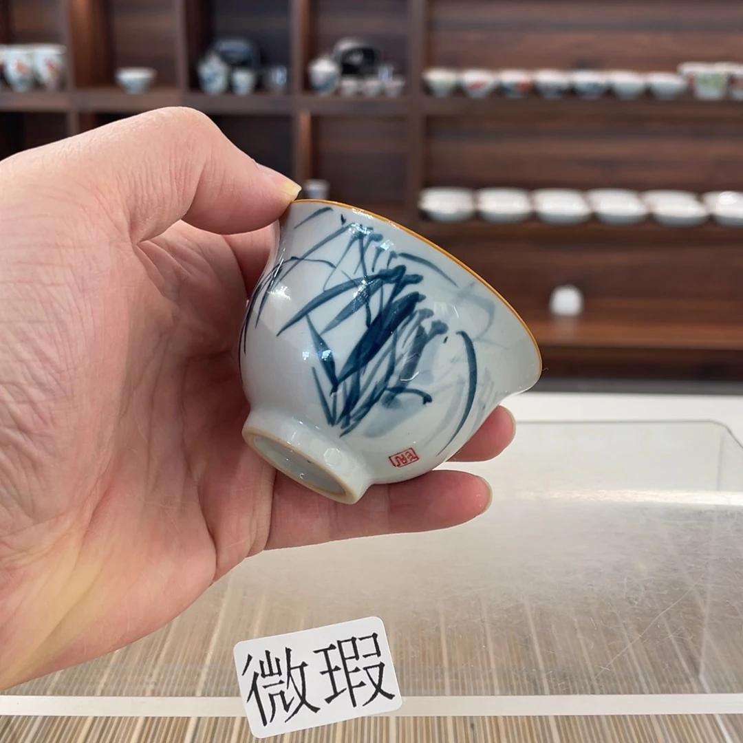 釉下手绘茶具微瑕