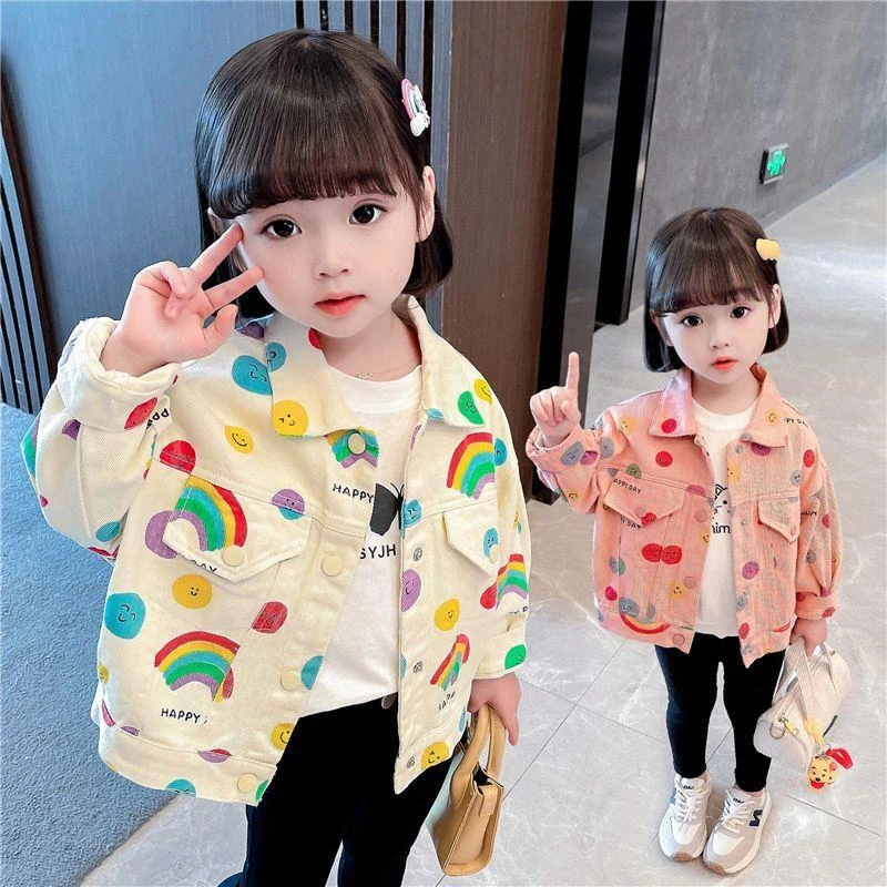 女童牛仔外套春秋新款韩版儿童洋气春装秋装宝宝百搭时髦上衣