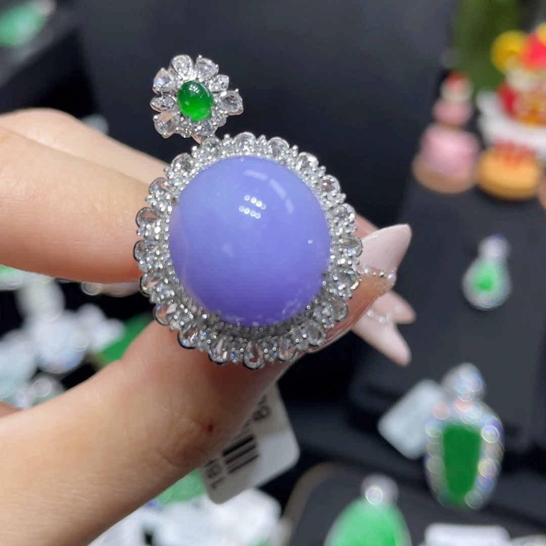 翡翠颈饰18K金镶嵌天然缅甸翡翠a货