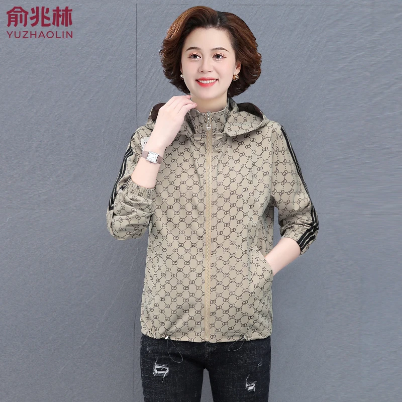 俞兆林女士外套春秋2025新款秋季中老年妈妈风衣休闲夹克薄款上衣