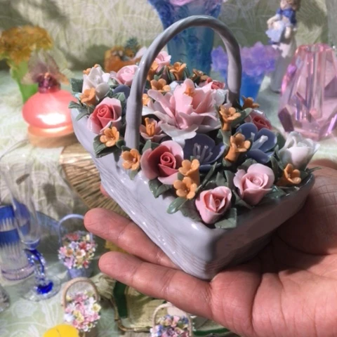 有机玻璃微瑕手工捏花花篮