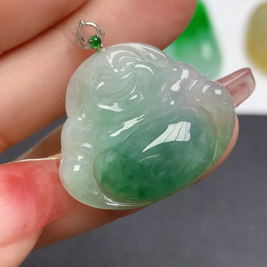 翡翠颈饰18K金镶嵌佛公