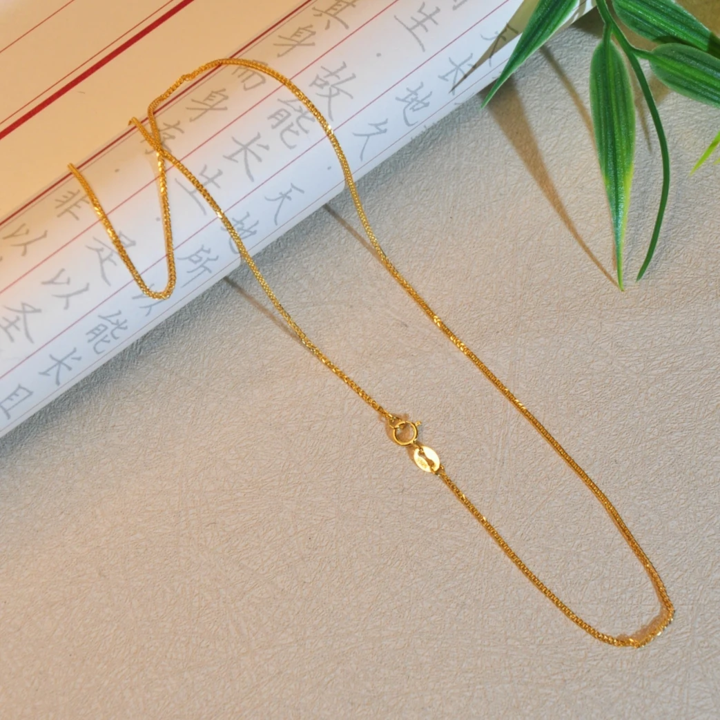 925银银制品 【龙老板】925银金色肖邦链简约针式项链A3270001