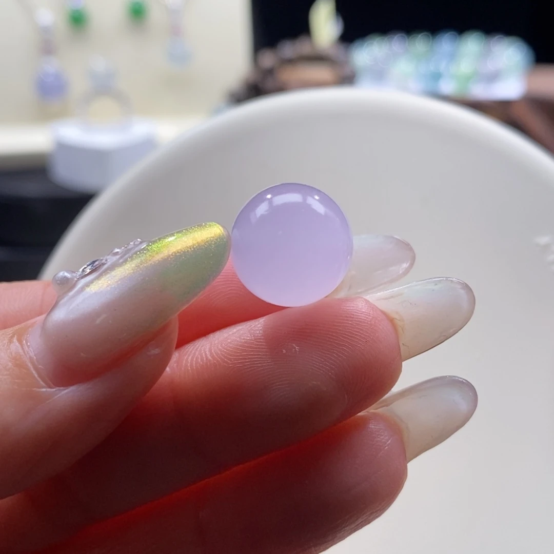 翡翠未镶嵌颈饰翡翠冰粉紫珠13.3mm