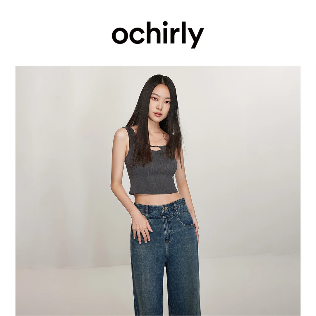 金银丝针织背心女 ochirly欧时力短款吊带新款早春外穿内搭