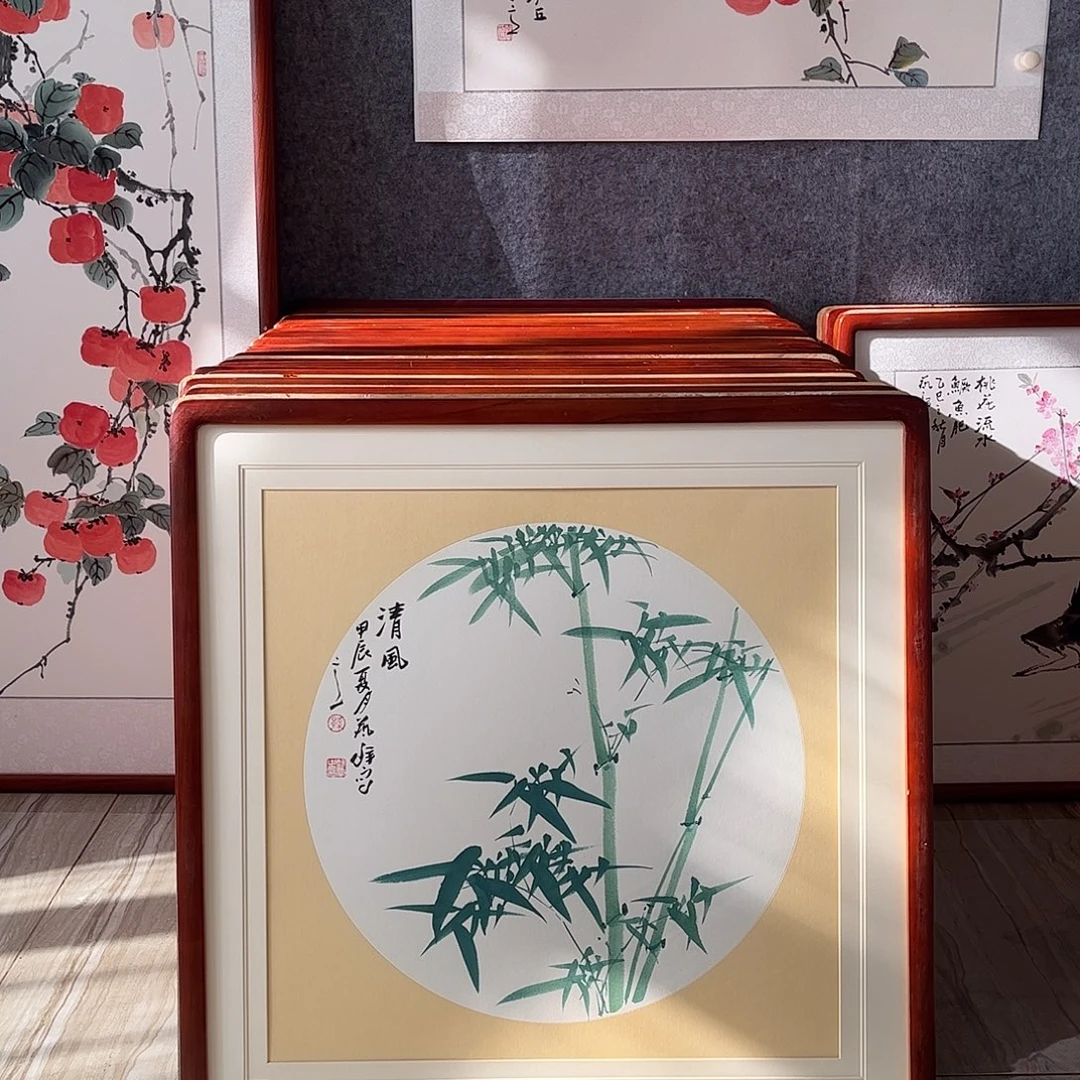 国画书画作品带框63×63