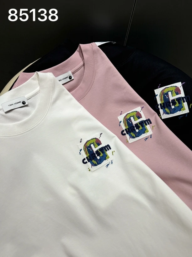 85138男士高品质彩色字母刺绣T恤短袖夏季休闲印花半袖夏款