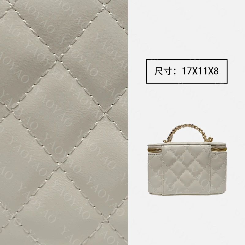 手工真皮女包 单肩斜挎小香风化妆盒子包