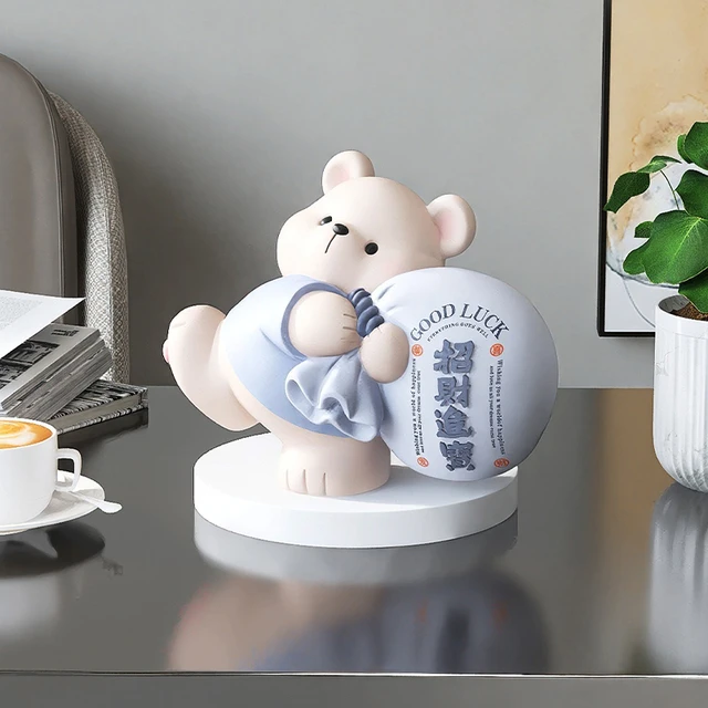 可爱熊桌面摆件客厅家居饰品酒柜前台装饰工艺礼品摆饰开 业礼物