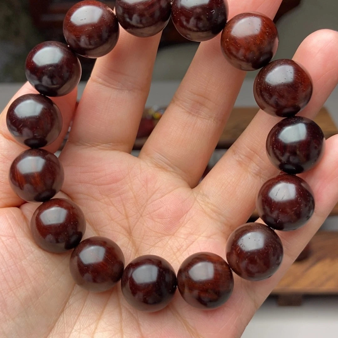 小叶紫檀手串/手链15㎜色2棕四➕