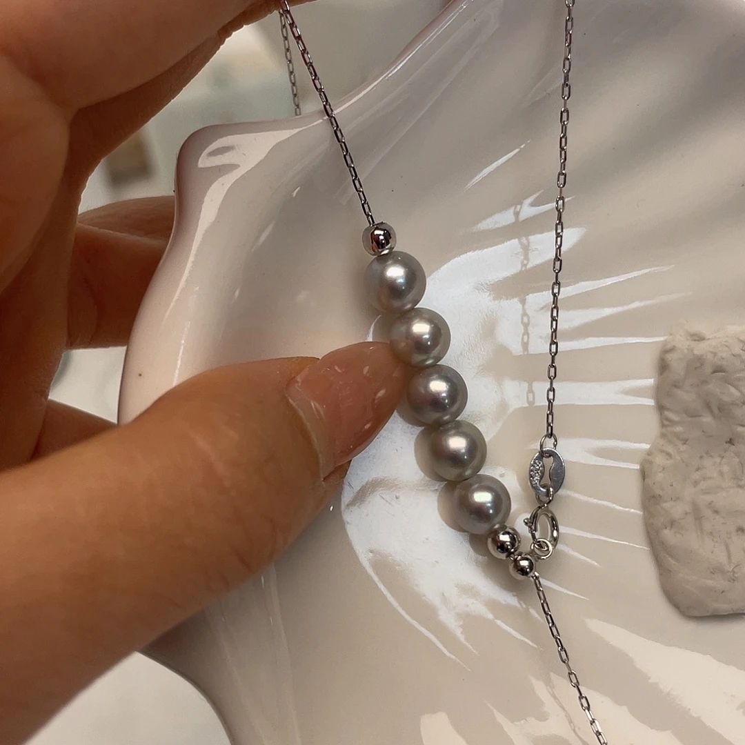 银S925镶嵌项链海水珍珠