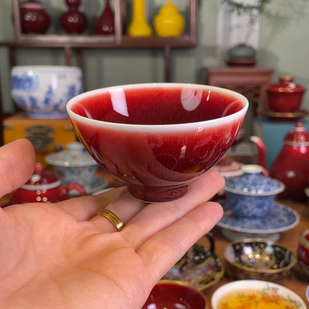 清欢雅玩原矿郎红福利鸡心杯