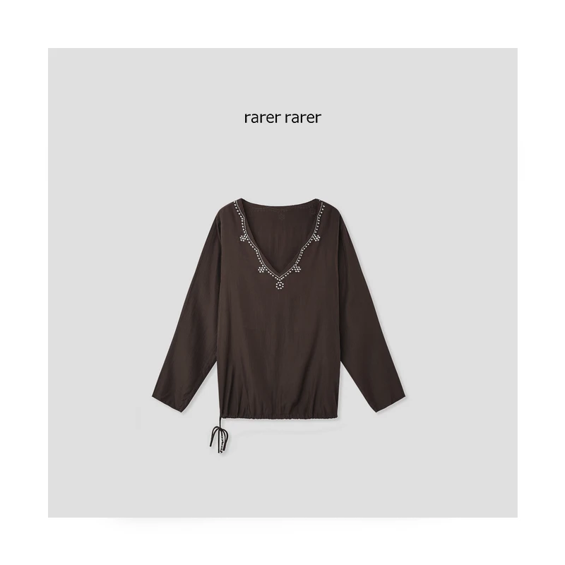 【rarer rarer】25SS夏季V领花朵铆钉防晒衬衫 2501224