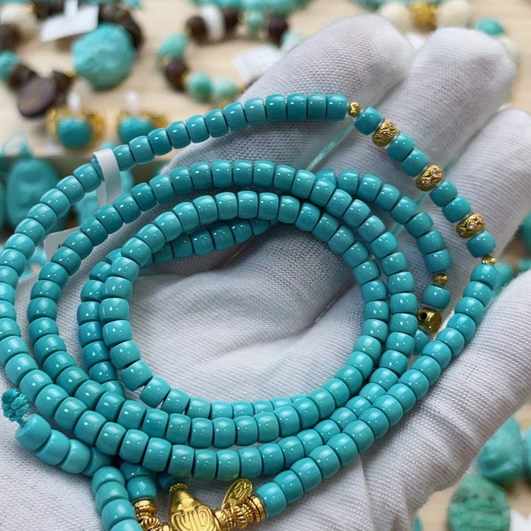 18K金镶嵌绿松石珠宝半成品4.8