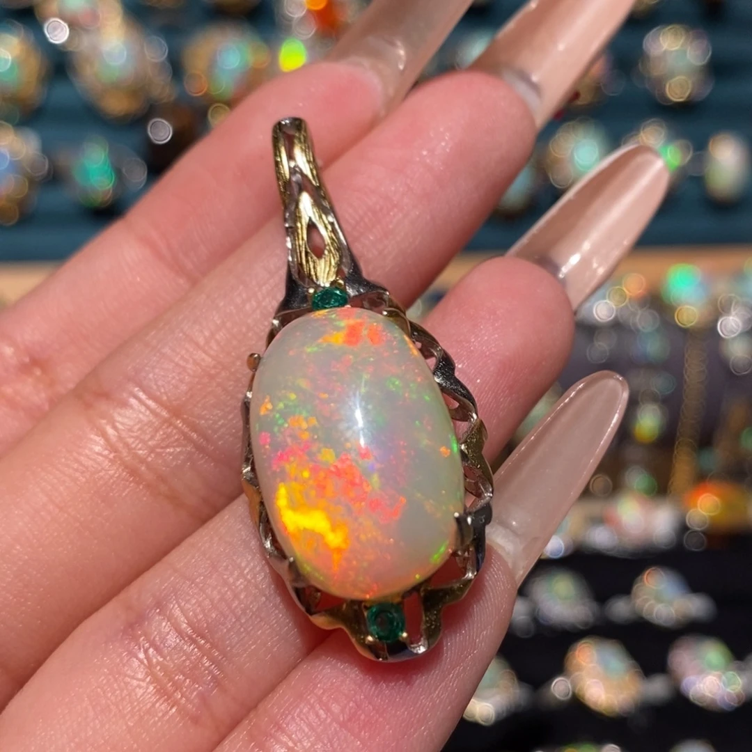 欧泊银S925镶嵌吊坠