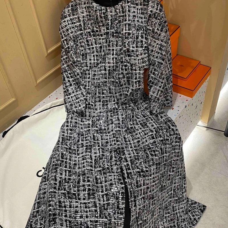Chanel19k黑白珠片亮片刺绣连衣裙fr36
