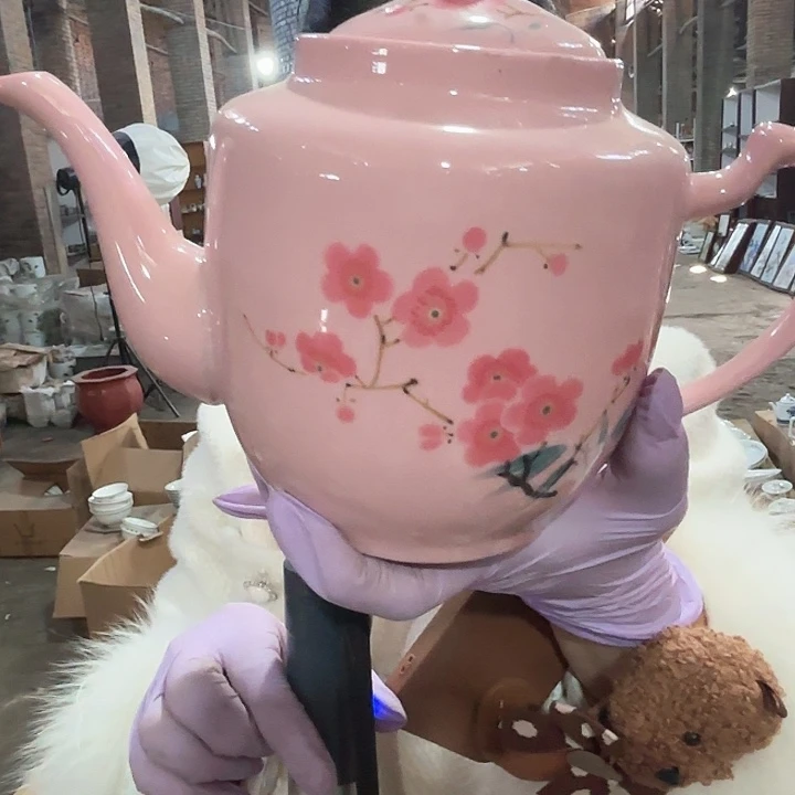 陶摆件景德镇高温红希希大容量壶