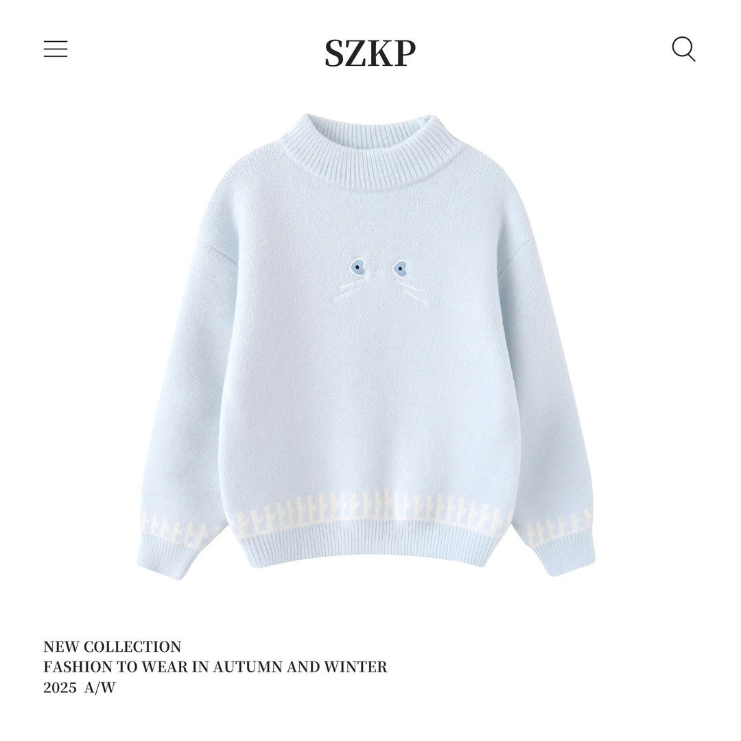 SZKP冬季新款女童装中大童软糯亲肤卡通刺绣儿童毛衣MFYD557674