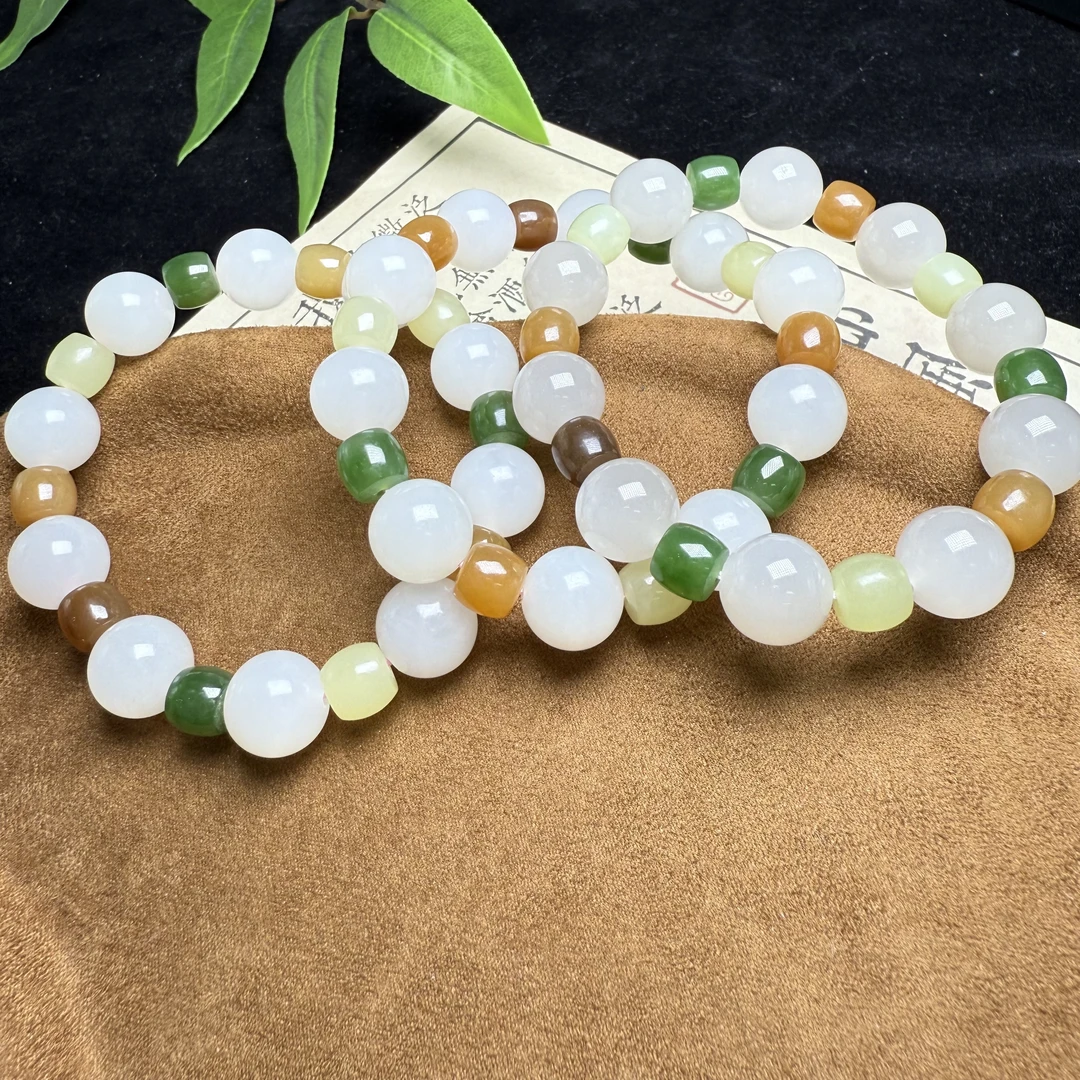 和田玉藕粉多宝手串-约12*10mm-ZCOF003①-2-HYT-多样发一