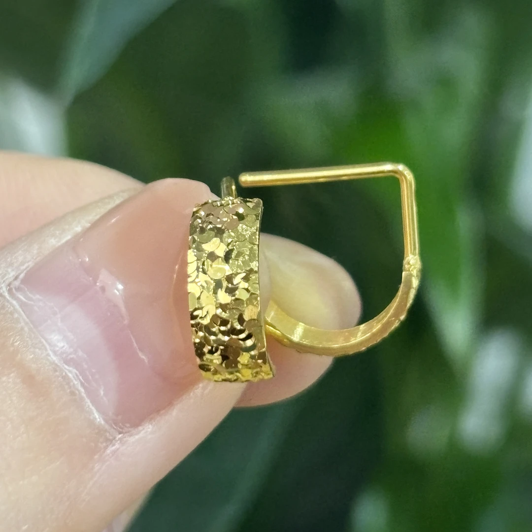 碎碎冰C型七字耳钉足金999 时尚大气简约款式黄金耳钉送女友