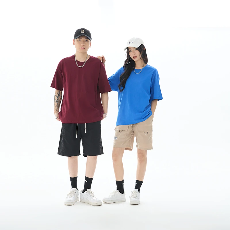 纯棉重磅短袖T恤落肩大版T美版短袖时尚简约运动休闲柔软透气吸汗