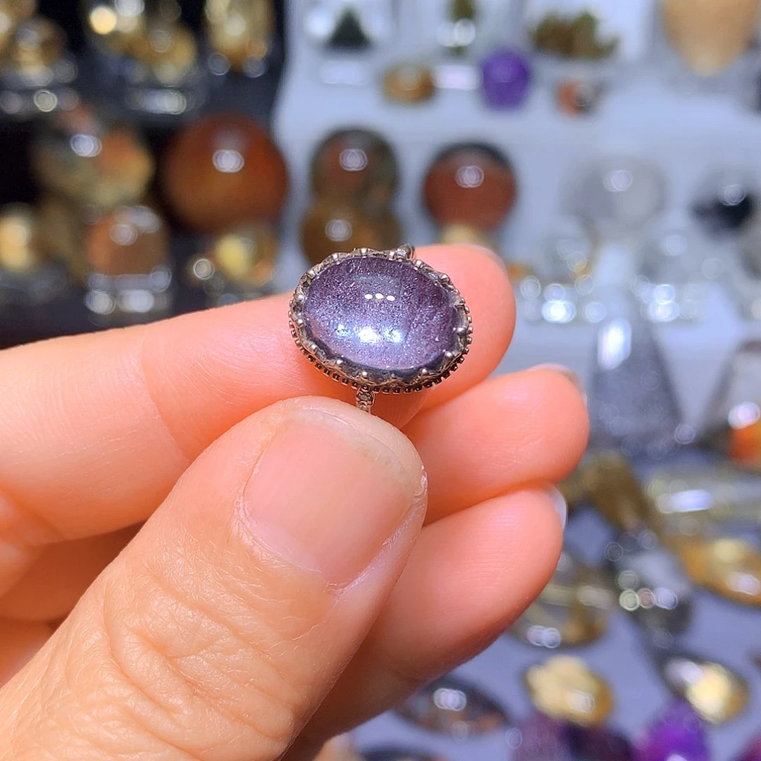 水晶戒指银S925镶嵌天然水晶