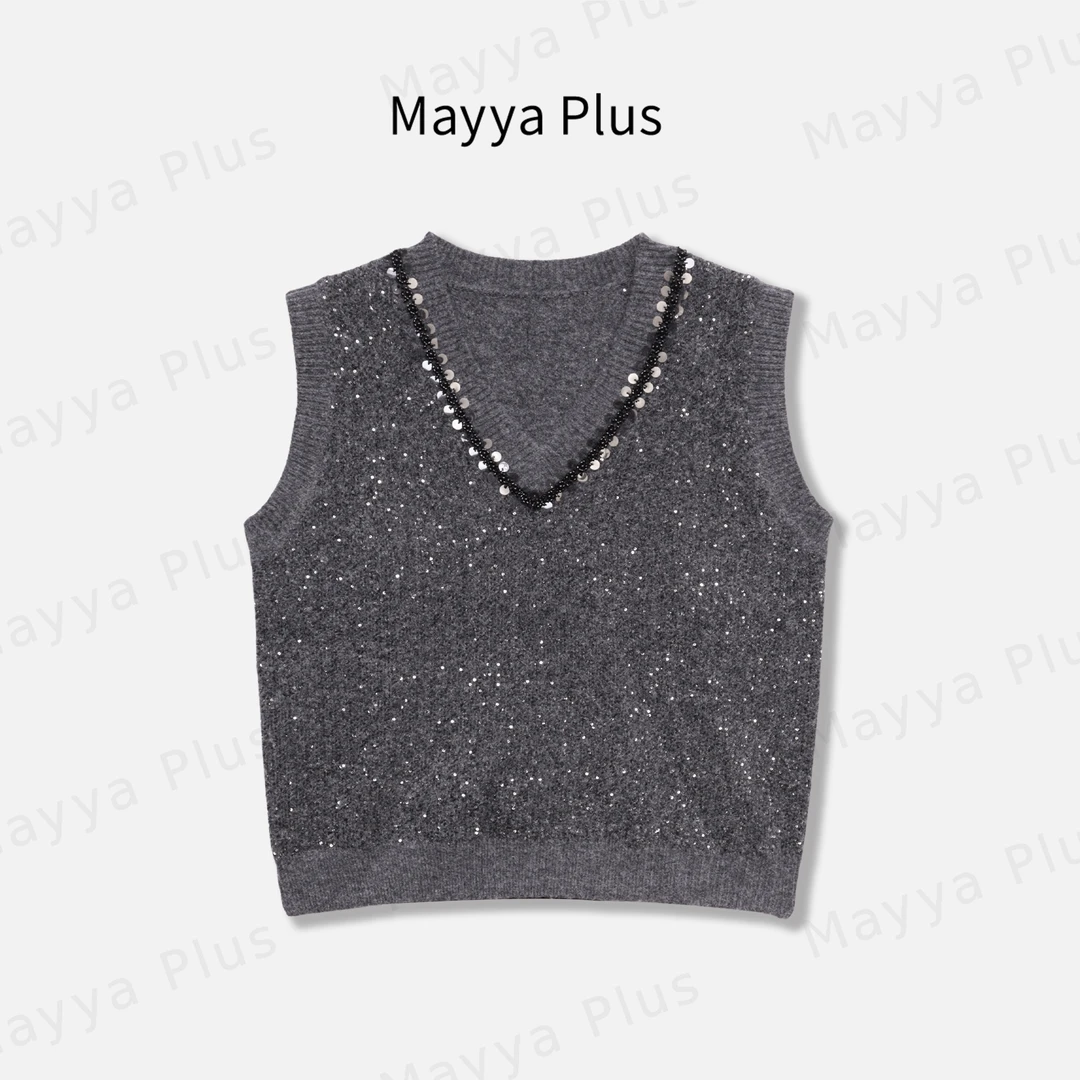 【满分马甲】Mayya Plus麦芽定制毛茸茸气质显瘦针织马夹女32547326
