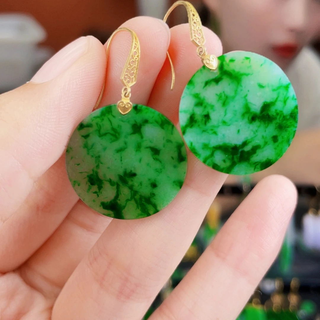 翡翠18K金镶嵌耳饰